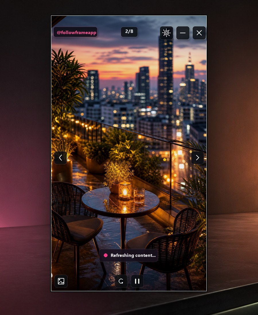 FollowFrame refresh state for Instagram content with current wall still visible